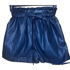 FRNCH Paris Black PU Leather Paperbag Waist Short NWT Size XS
